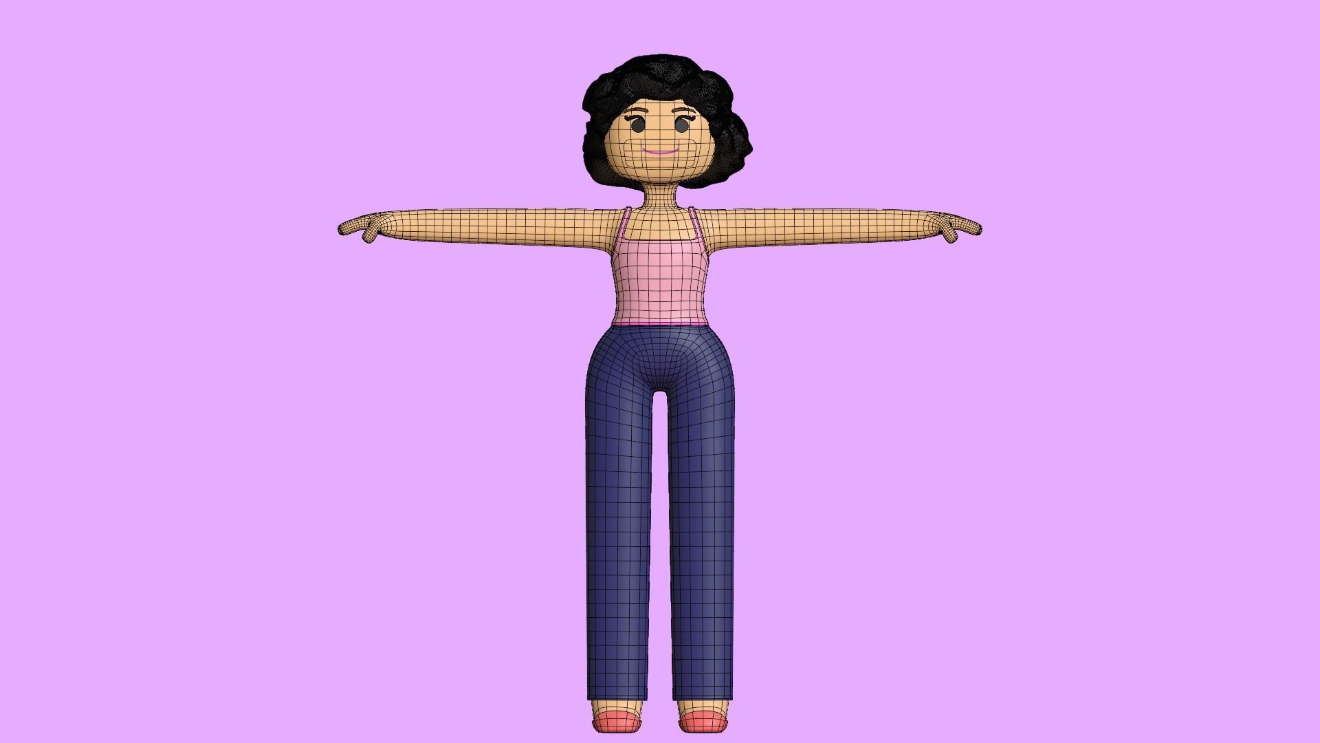 Minimal Cartoon Character Women 3D model_23
