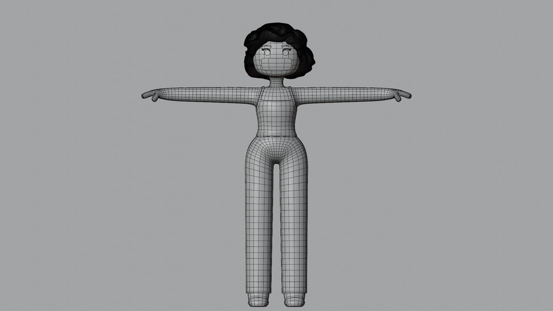 Minimal Cartoon Character Women 3D model_19