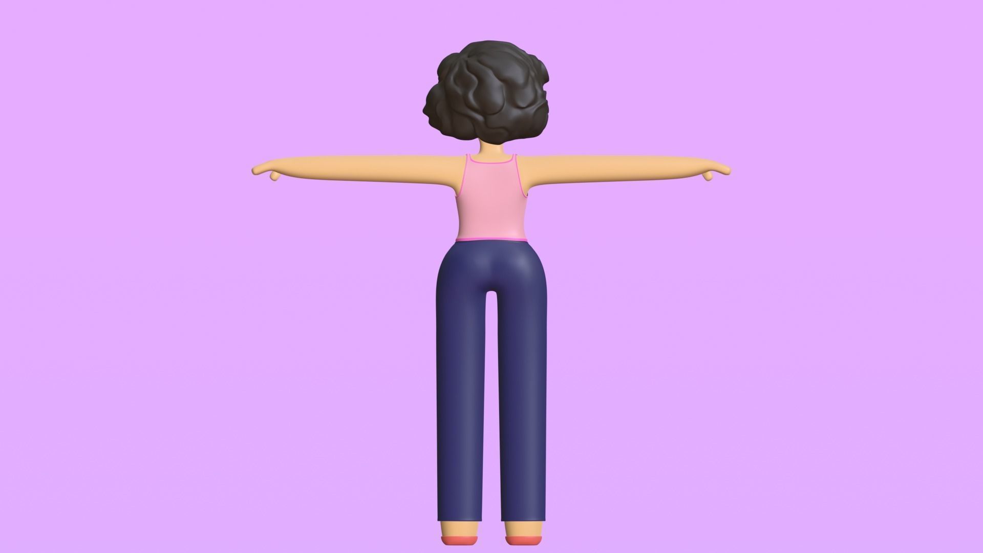 Minimal Cartoon Character Women 3D model_13