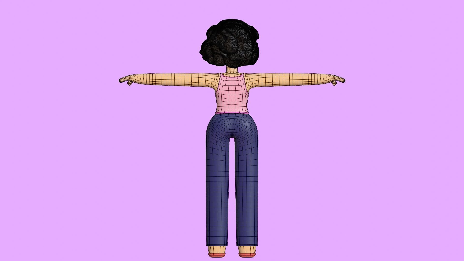 Minimal Cartoon Character Women 3D model_25
