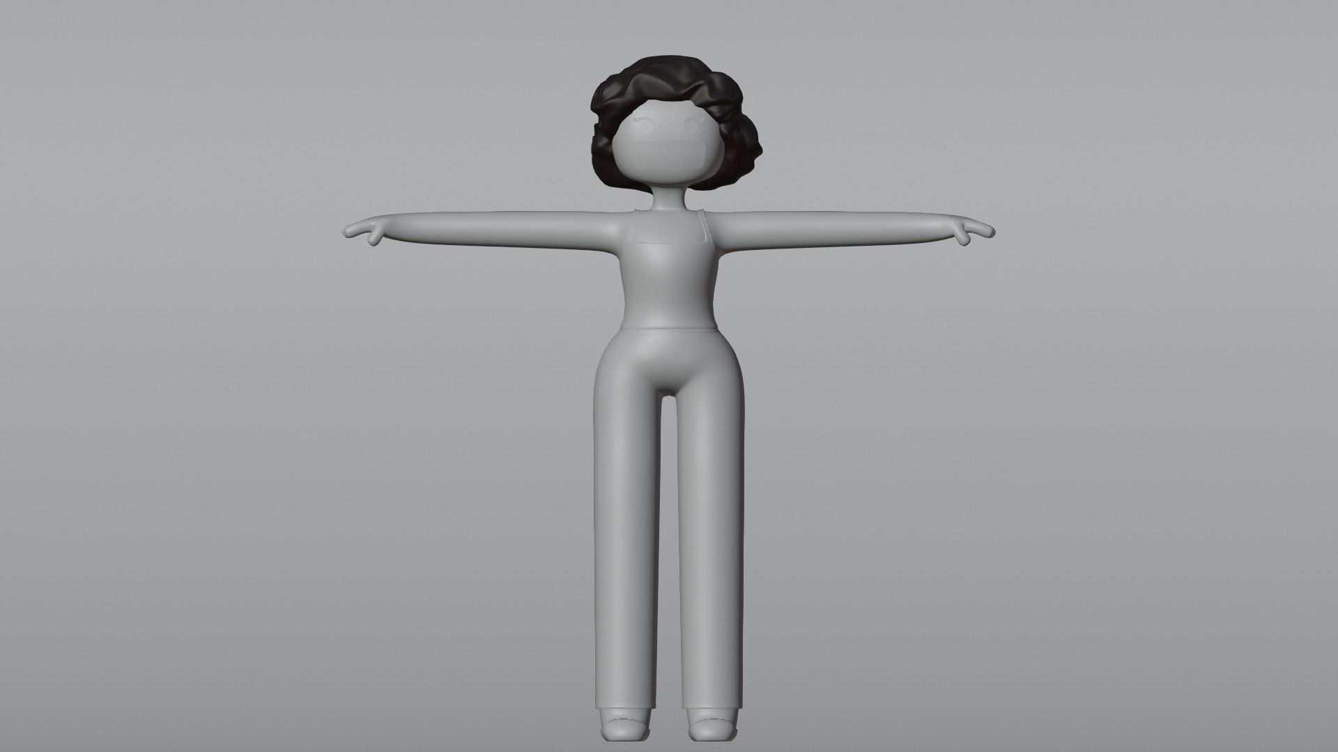 Minimal Cartoon Character Women 3D model_15