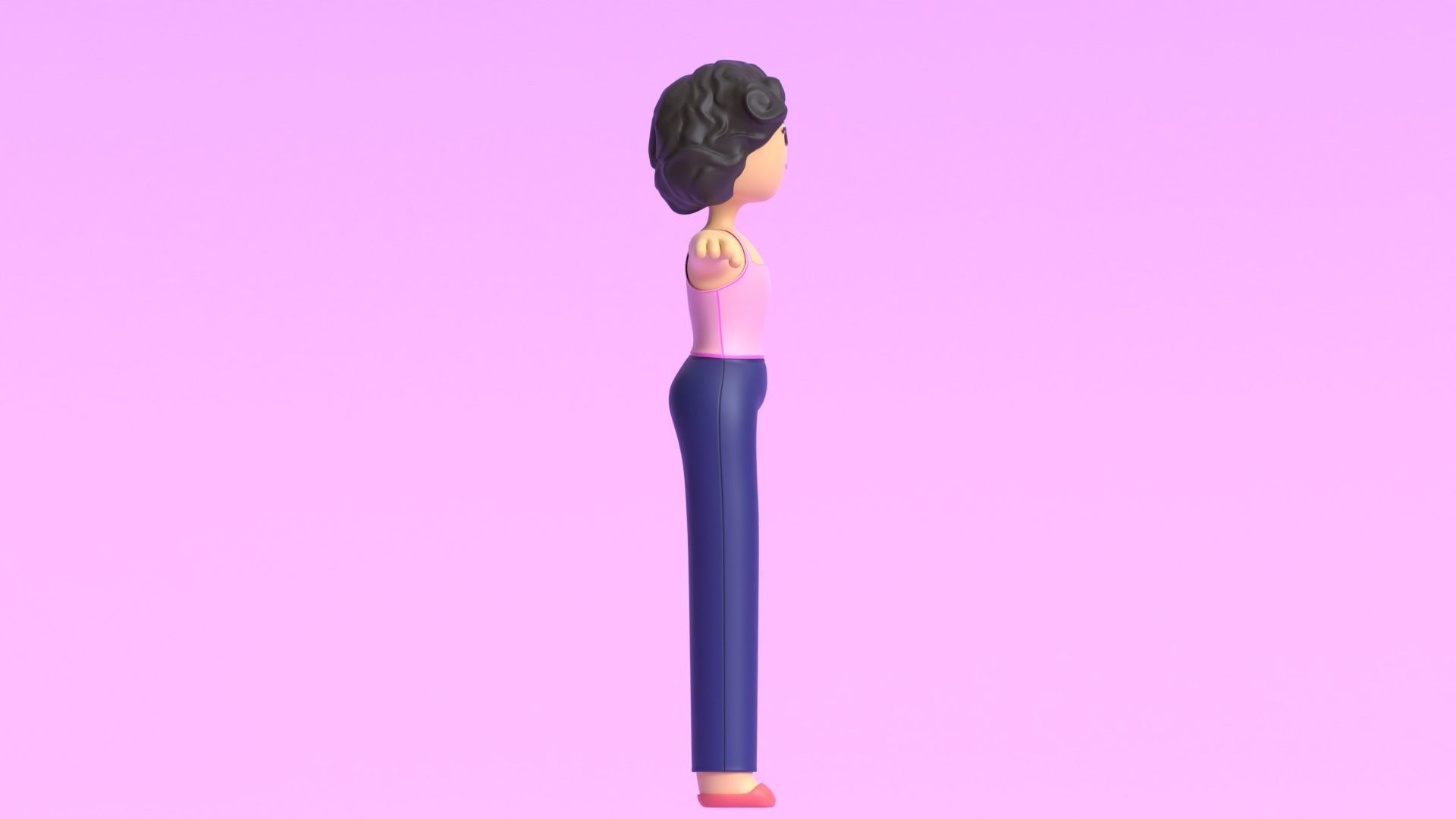 Minimal Cartoon Character Women 3D model_6
