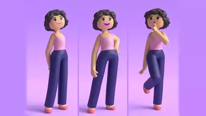 Minimal Cartoon Character Women 3D model Minimal Cartoon Character Women 3D model