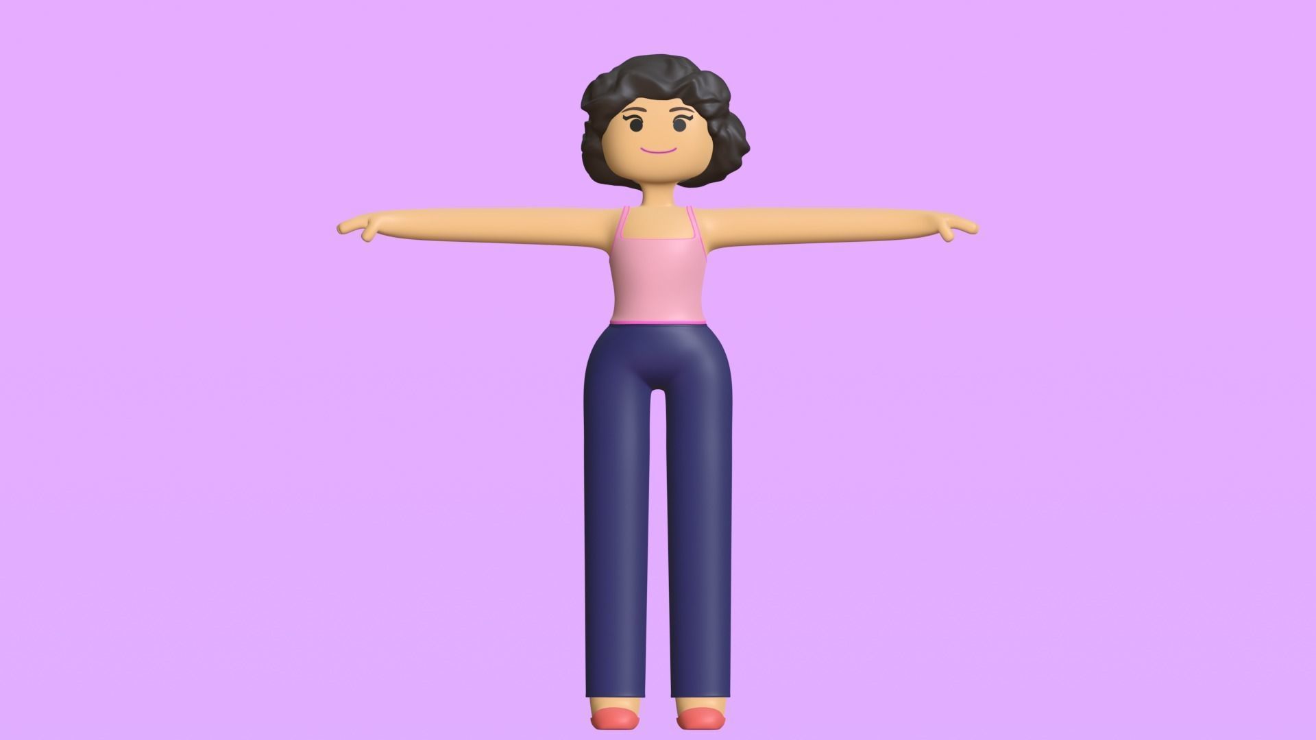 Minimal Cartoon Character Women 3D model_11