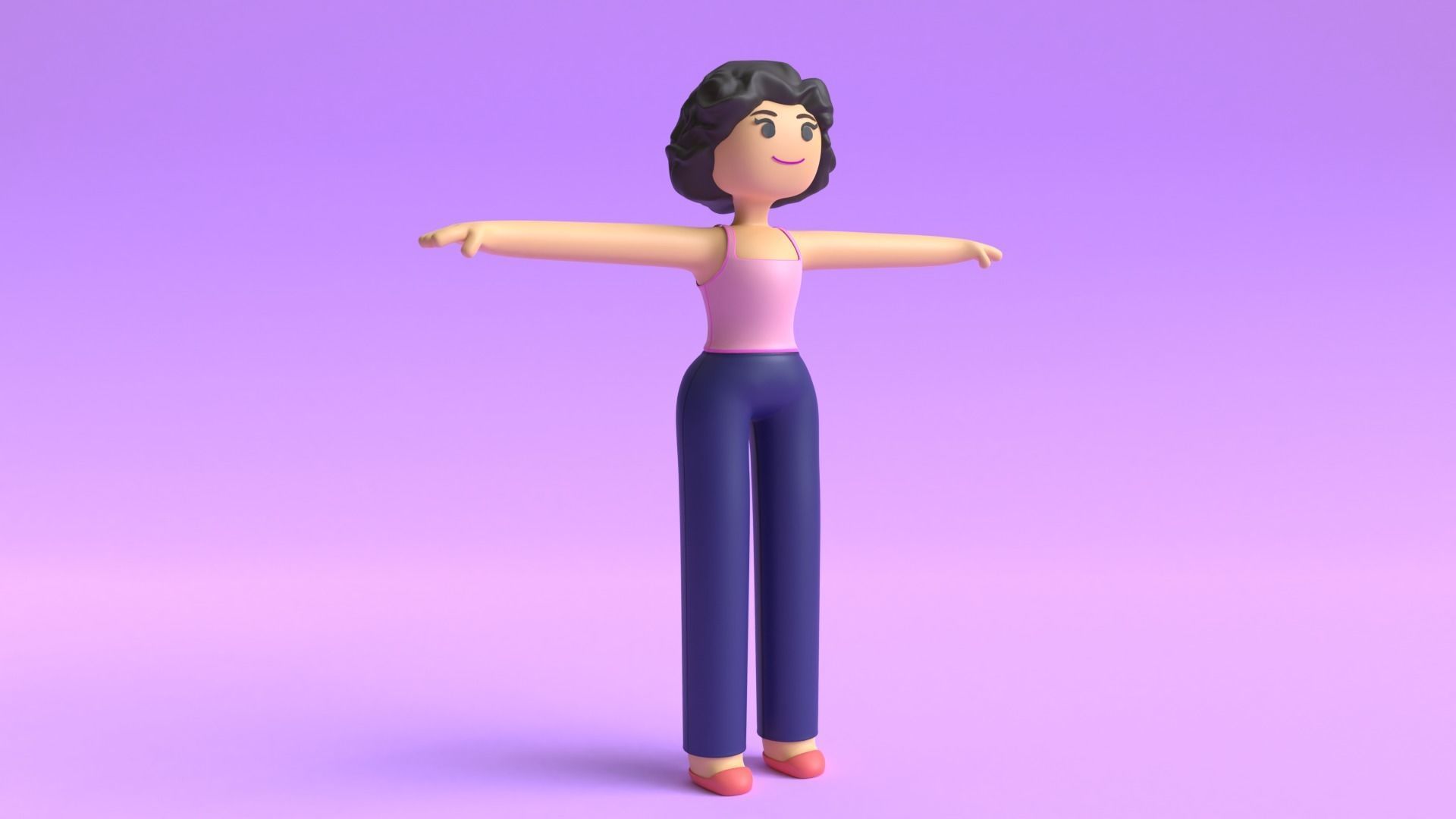 Minimal Cartoon Character Women 3D model_9