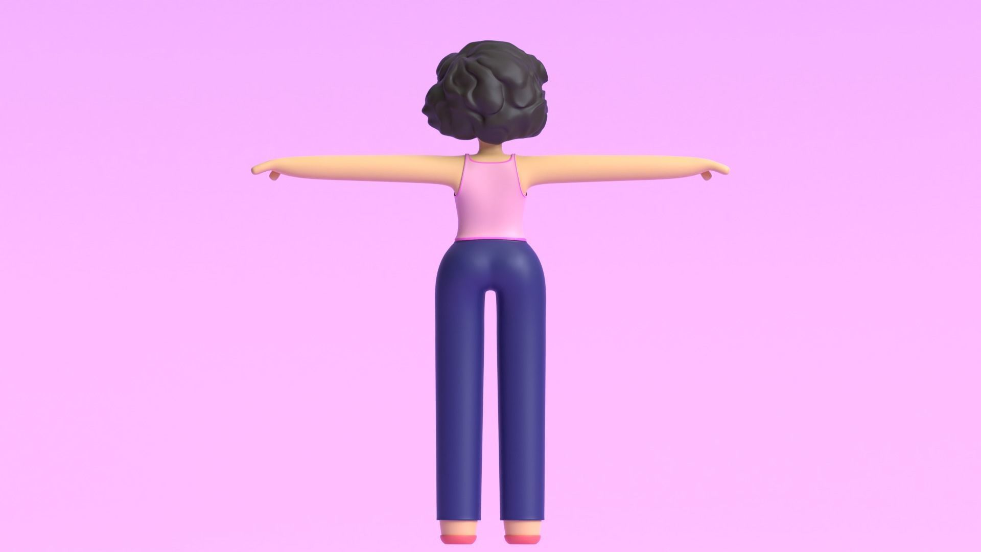 Minimal Cartoon Character Women 3D model_7