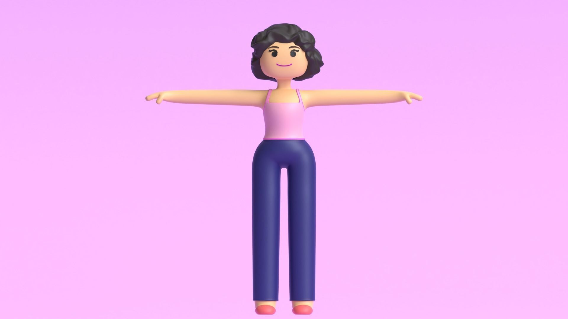 Minimal Cartoon Character Women 3D model_5