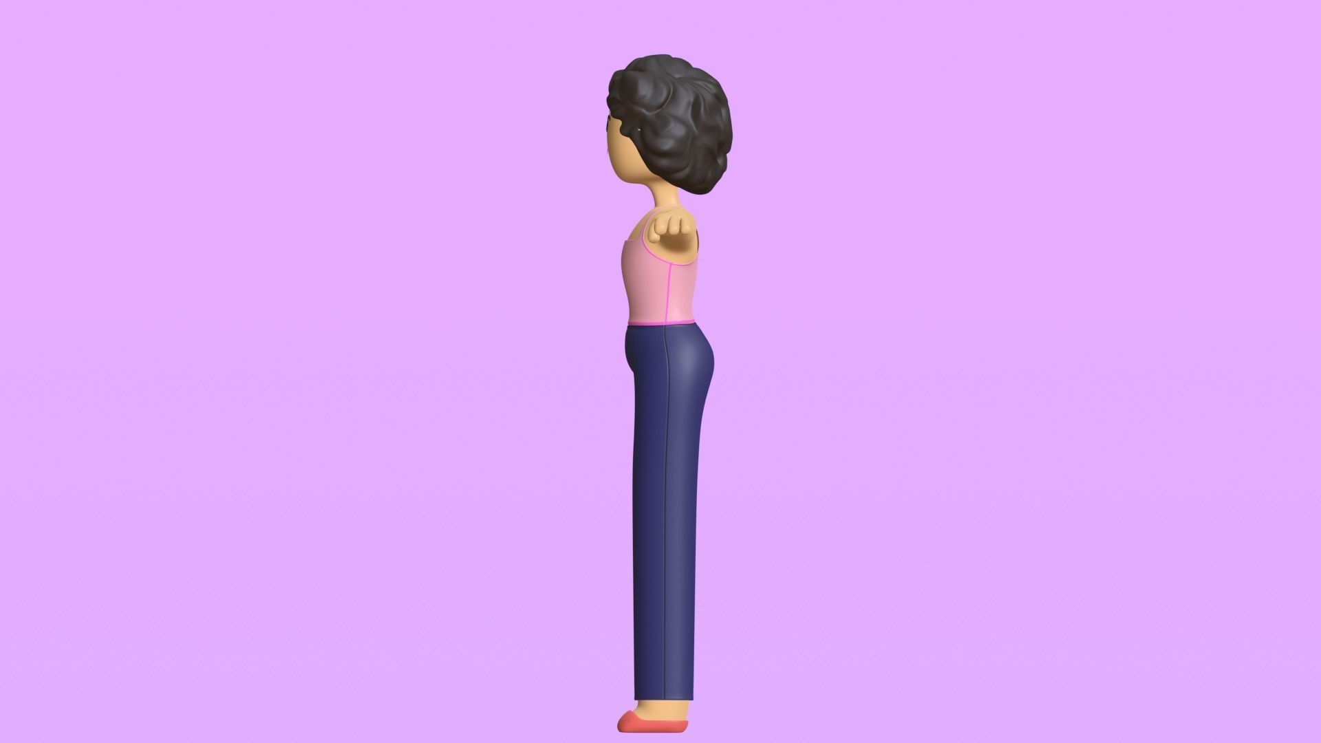 Minimal Cartoon Character Women 3D model_14