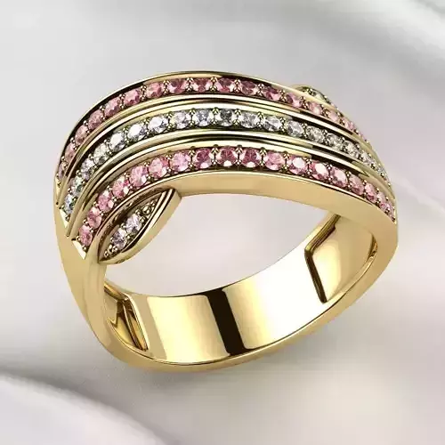Gemstone Lines Fashion Gold Ring