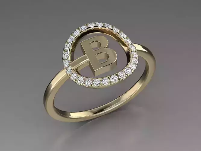 Jewelry Alphabet Ring B 3D print model