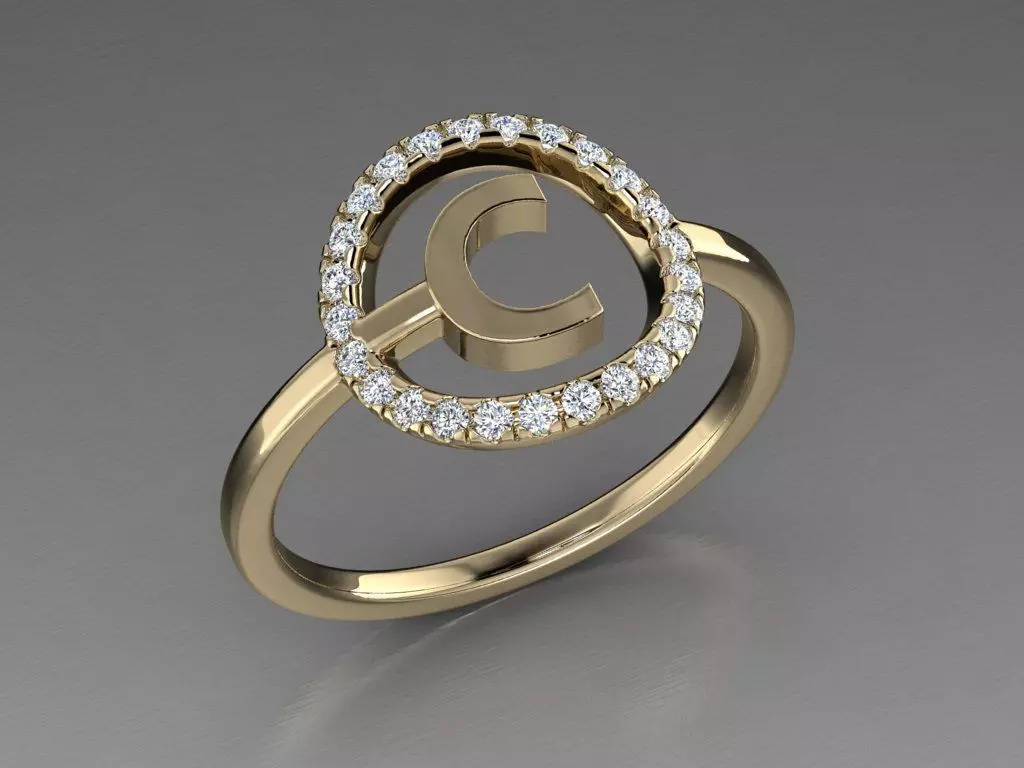 Jewelry Alphabet Ring C 3D print model