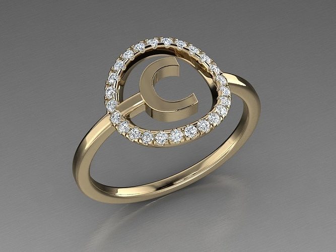 Jewelry Alphabet Ring C 3D print model