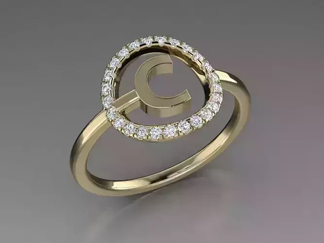 Jewelry Alphabet Ring C 3D print model