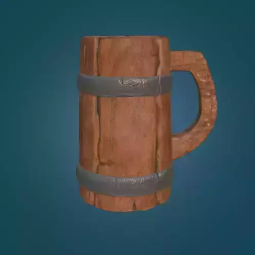 Stylized Wooden Cup PBR low poly game ready