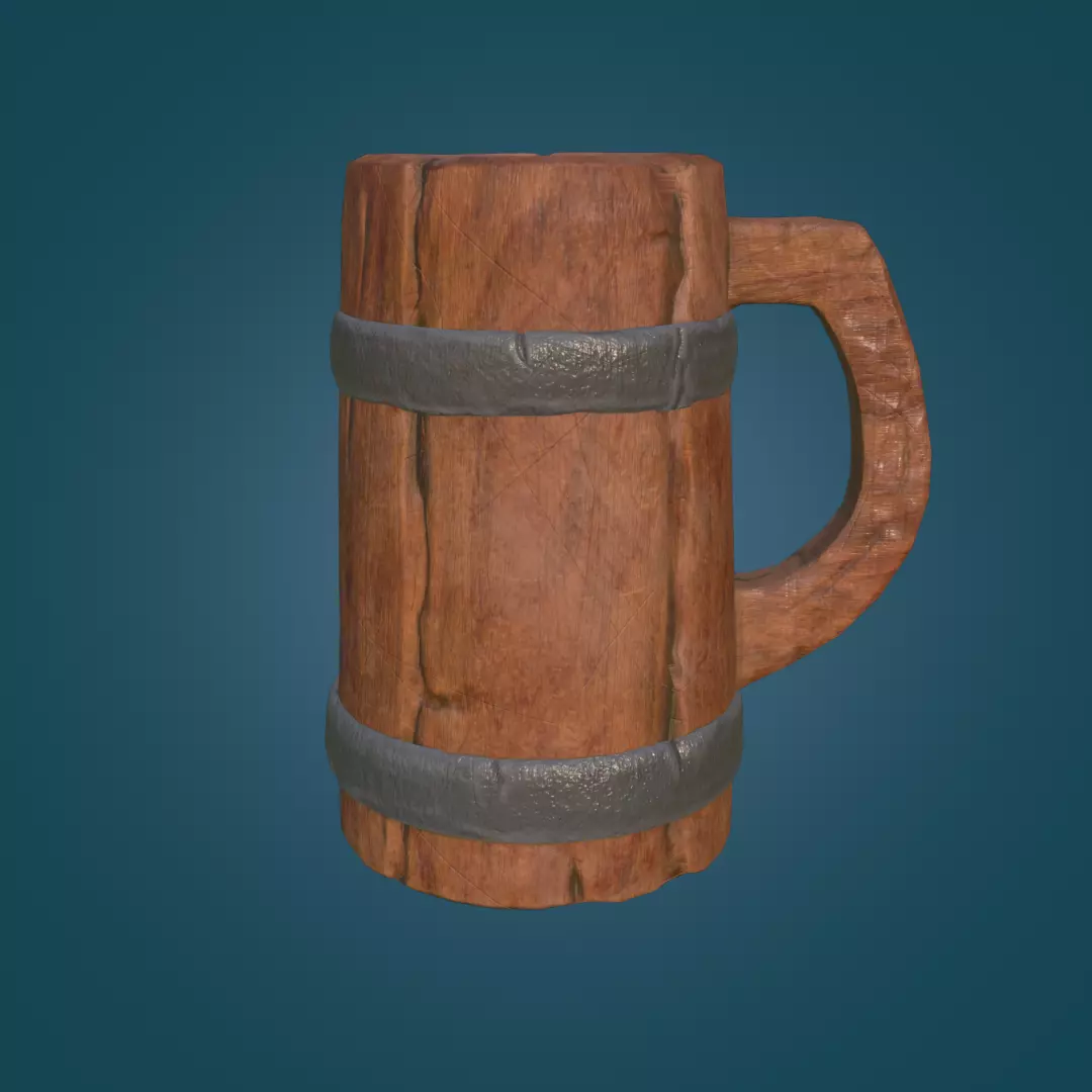 Stylized Wooden Cup PBR low poly game ready Free low-poly 3D model_0
