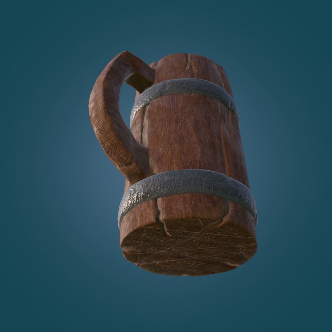 Stylized Wooden Cup PBR low poly game ready Free low-poly 3D model_3