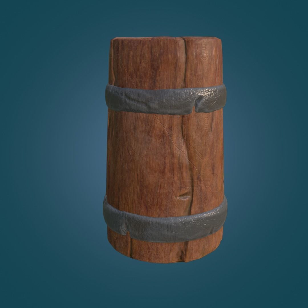 Stylized Wooden Cup PBR low poly game ready Free low-poly 3D model_1