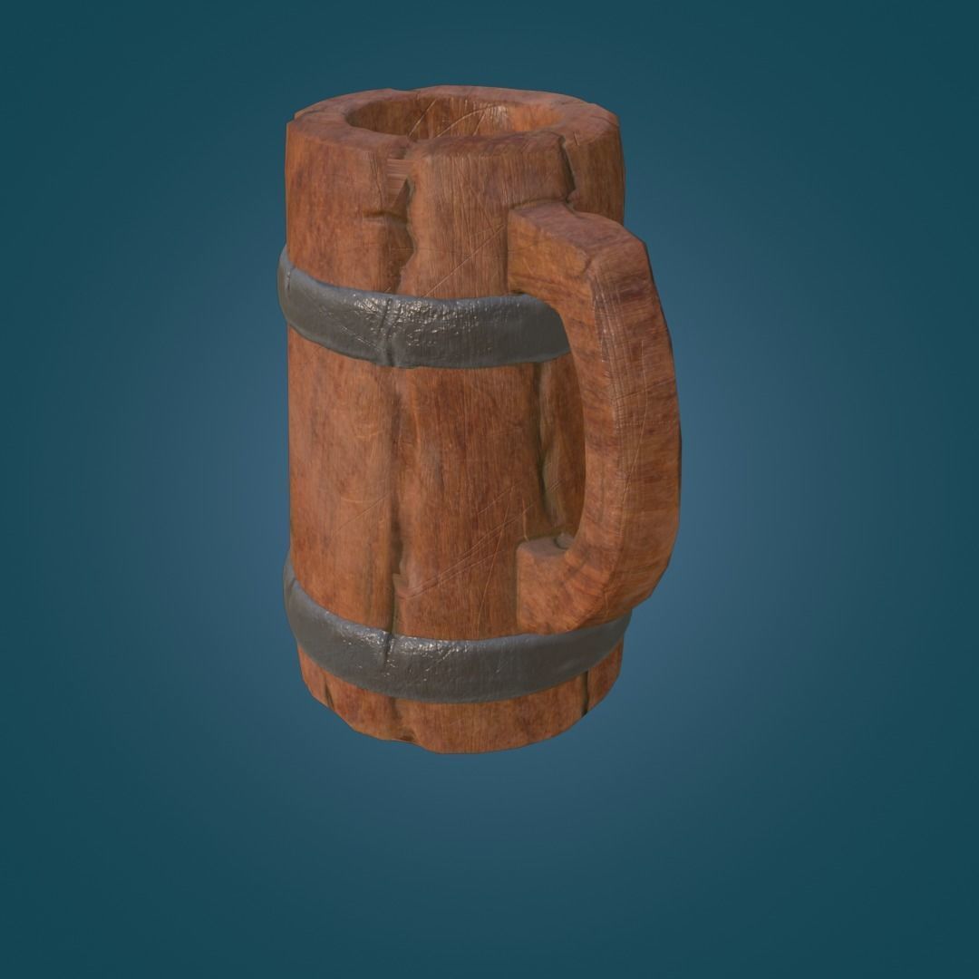 Stylized Wooden Cup PBR low poly game ready Free low-poly 3D model_4
