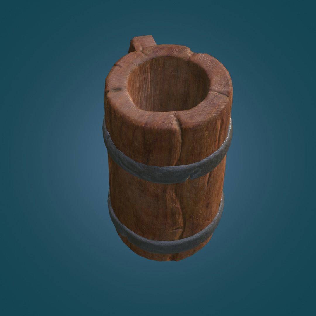 Stylized Wooden Cup PBR low poly game ready Free low-poly 3D model_2