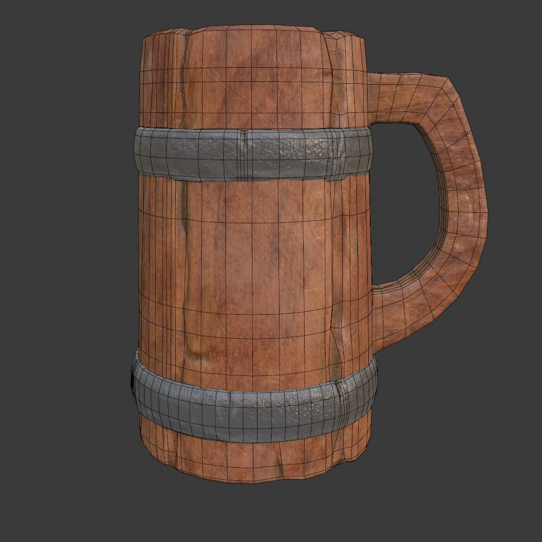 Stylized Wooden Cup PBR low poly game ready Free low-poly 3D model_5