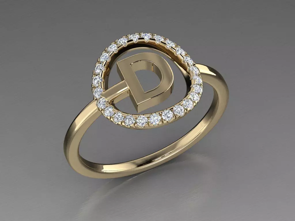 Jewelry Alphabet Ring D 3D print model