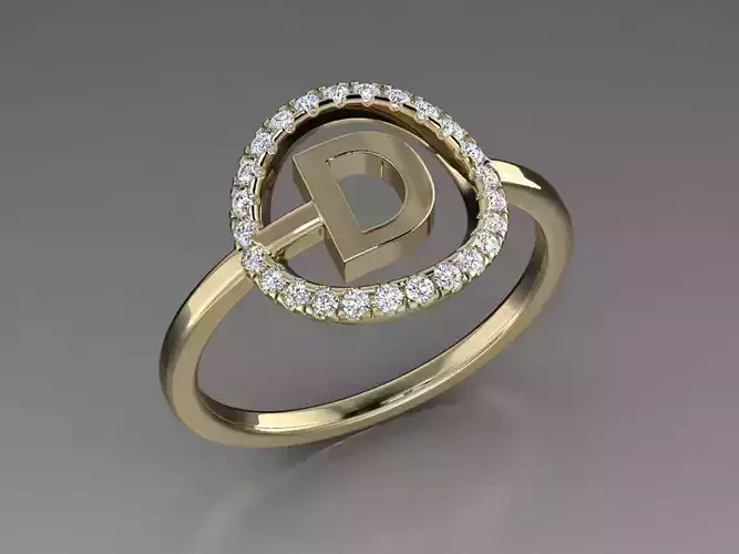 Jewelry Alphabet Ring D 3D print model