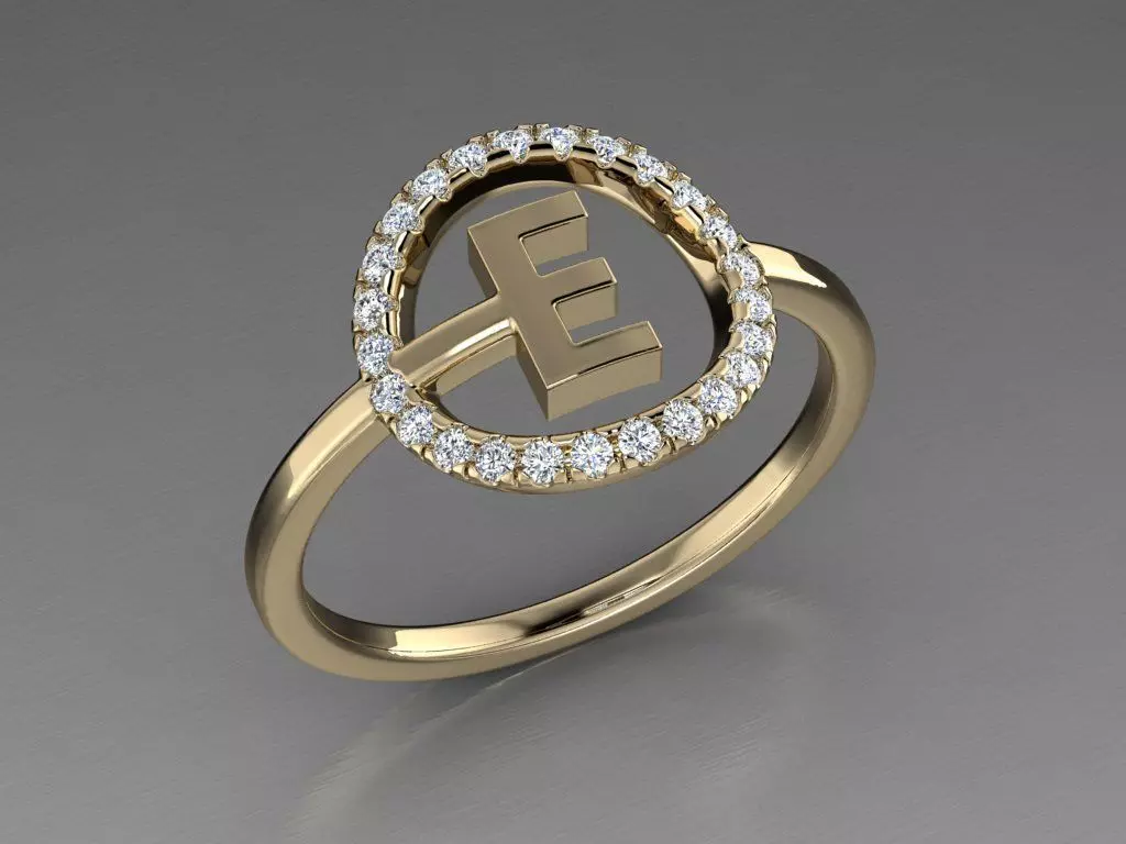 Jewelry Alphabet Ring E 3D print model
