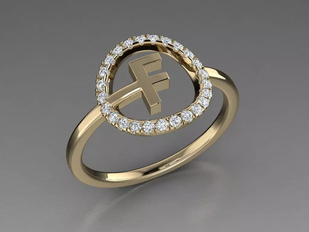 Jewelry Alphabet Ring F 3D print model