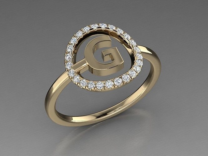 Jewelry Alphabet Ring G 3D print model