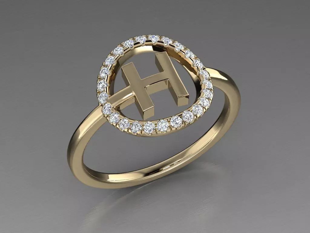 Jewelry Alphabet Ring H 3D print model