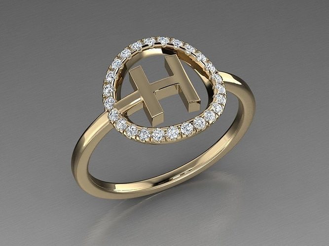 Jewelry Alphabet Ring H 3D print model