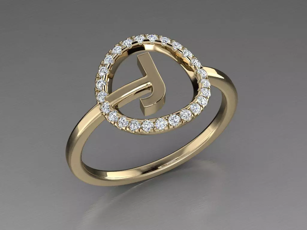 Jewelry Alphabet Ring J 3D print model