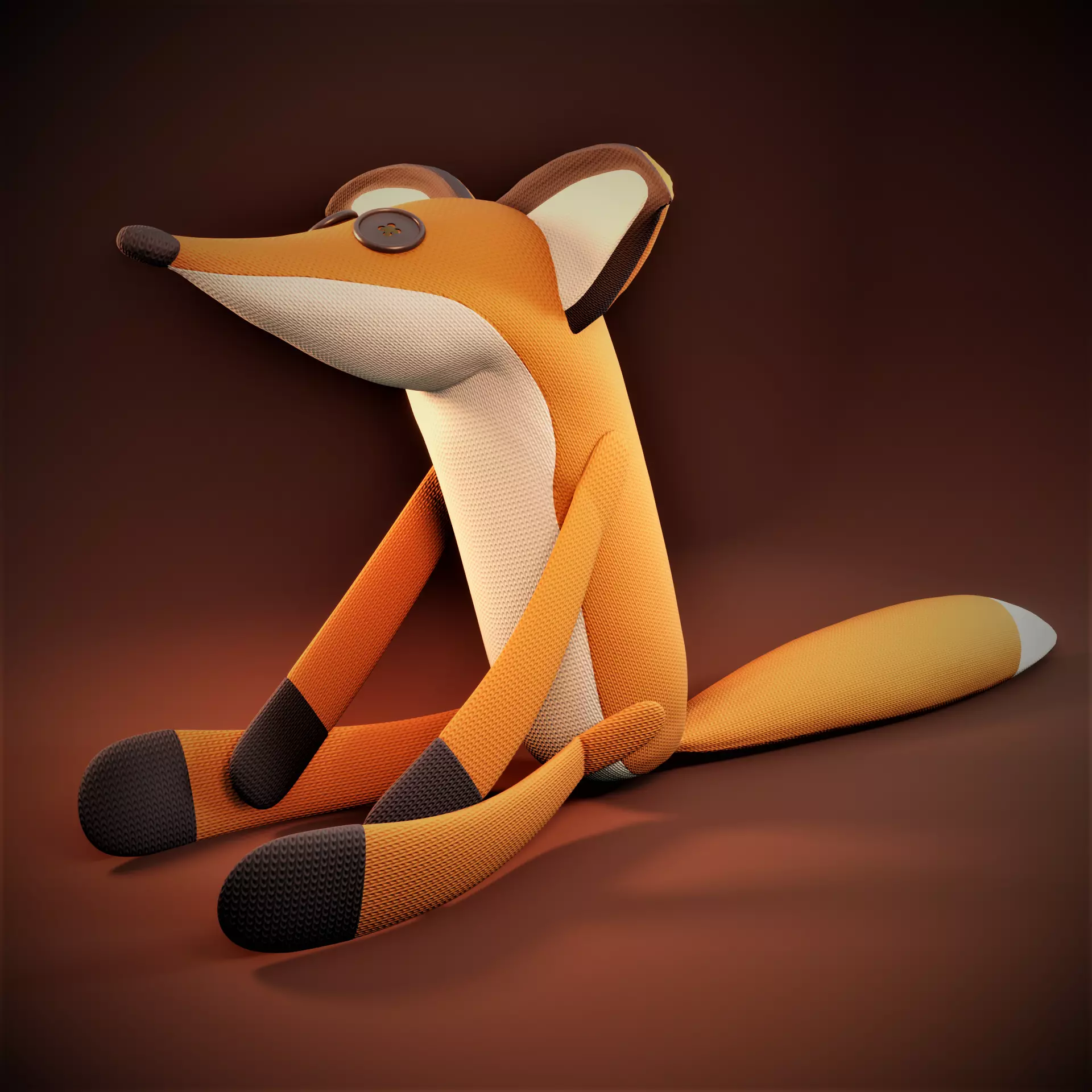 Stuffed Fox Low-poly 3D model_0