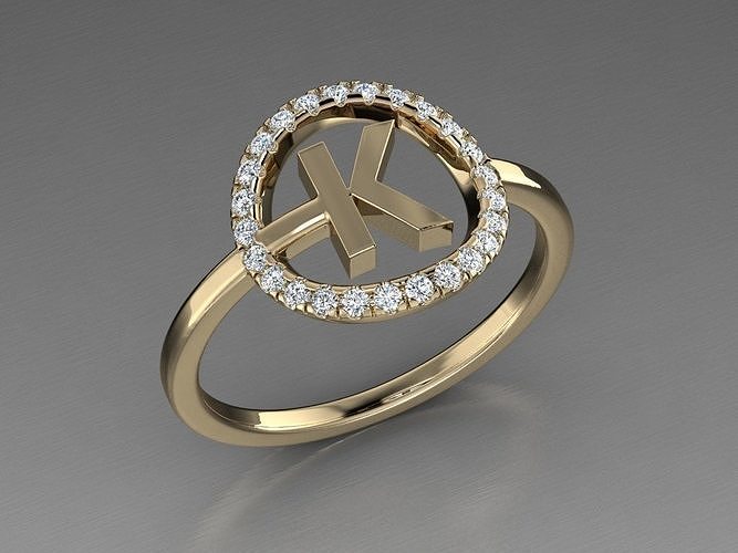 Jewelry Alphabet Ring K 3D print model