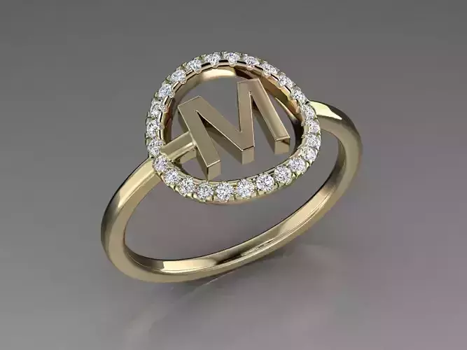 Jewelry Alphabet Ring M 3D print model