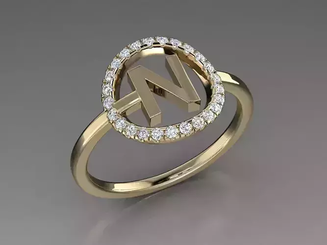 Jewelry Alphabet Ring N 3D print model
