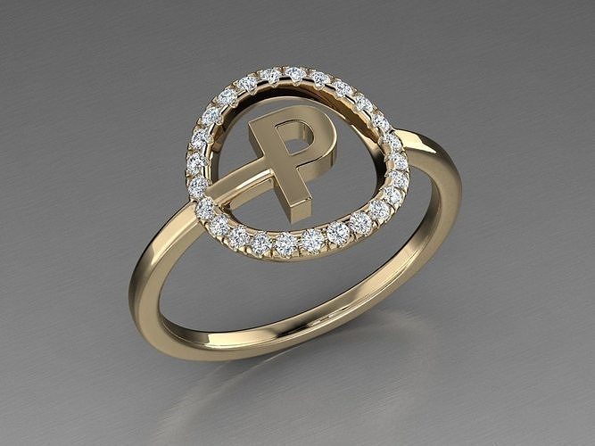Jewelry Alphabet Ring P 3D print model