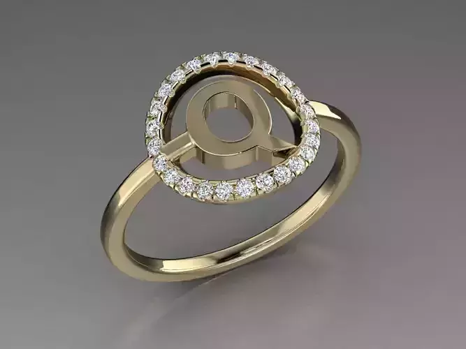 Jewelry Alphabet Ring Q 3D print model