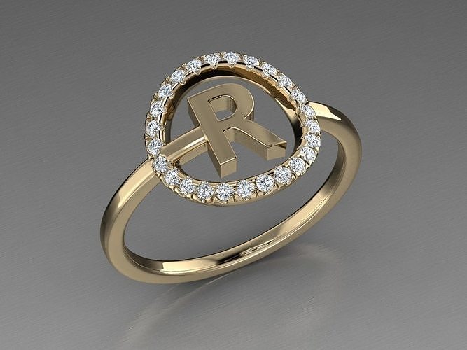 Jewelry Alphabet Ring R 3D print model