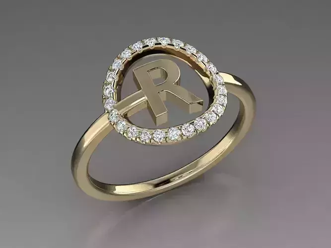 Jewelry Alphabet Ring R 3D print model