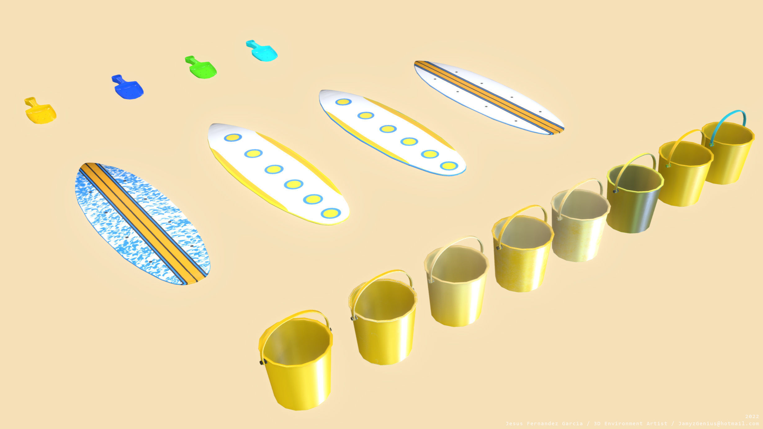 Beach Props Pack JFG V2 Low-poly 3D model_11