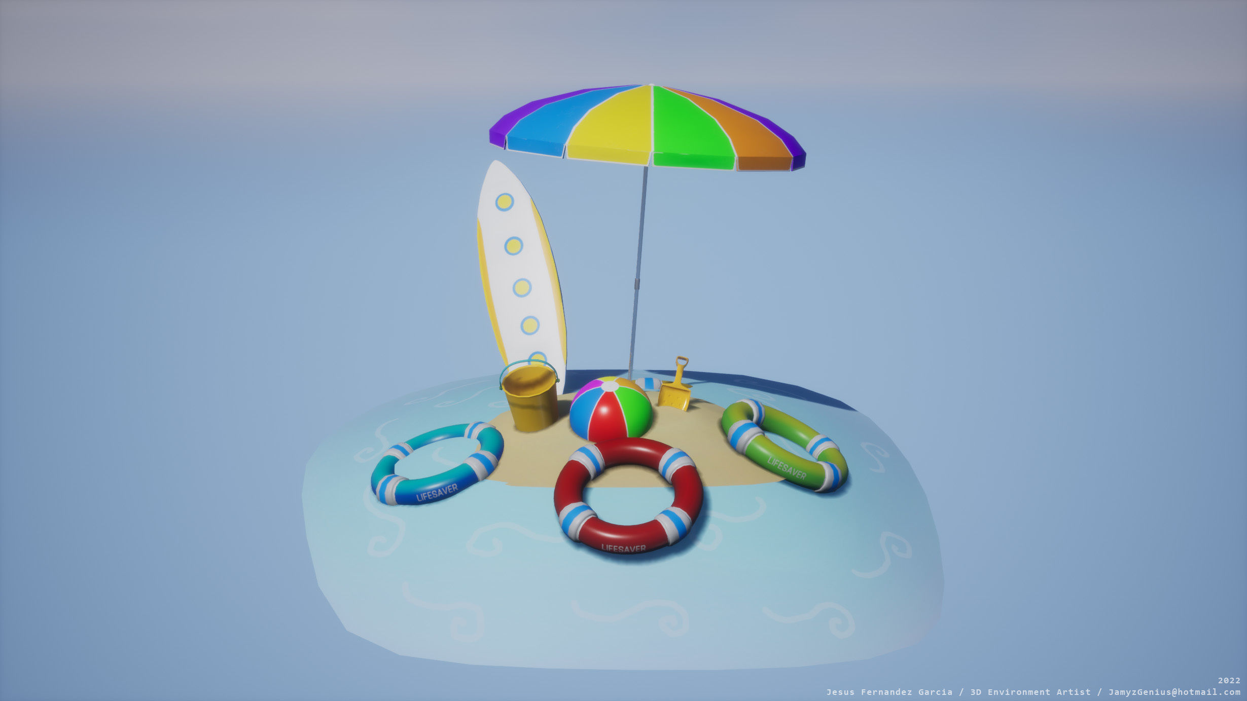 Beach Props Pack JFG V2 Low-poly 3D model_7