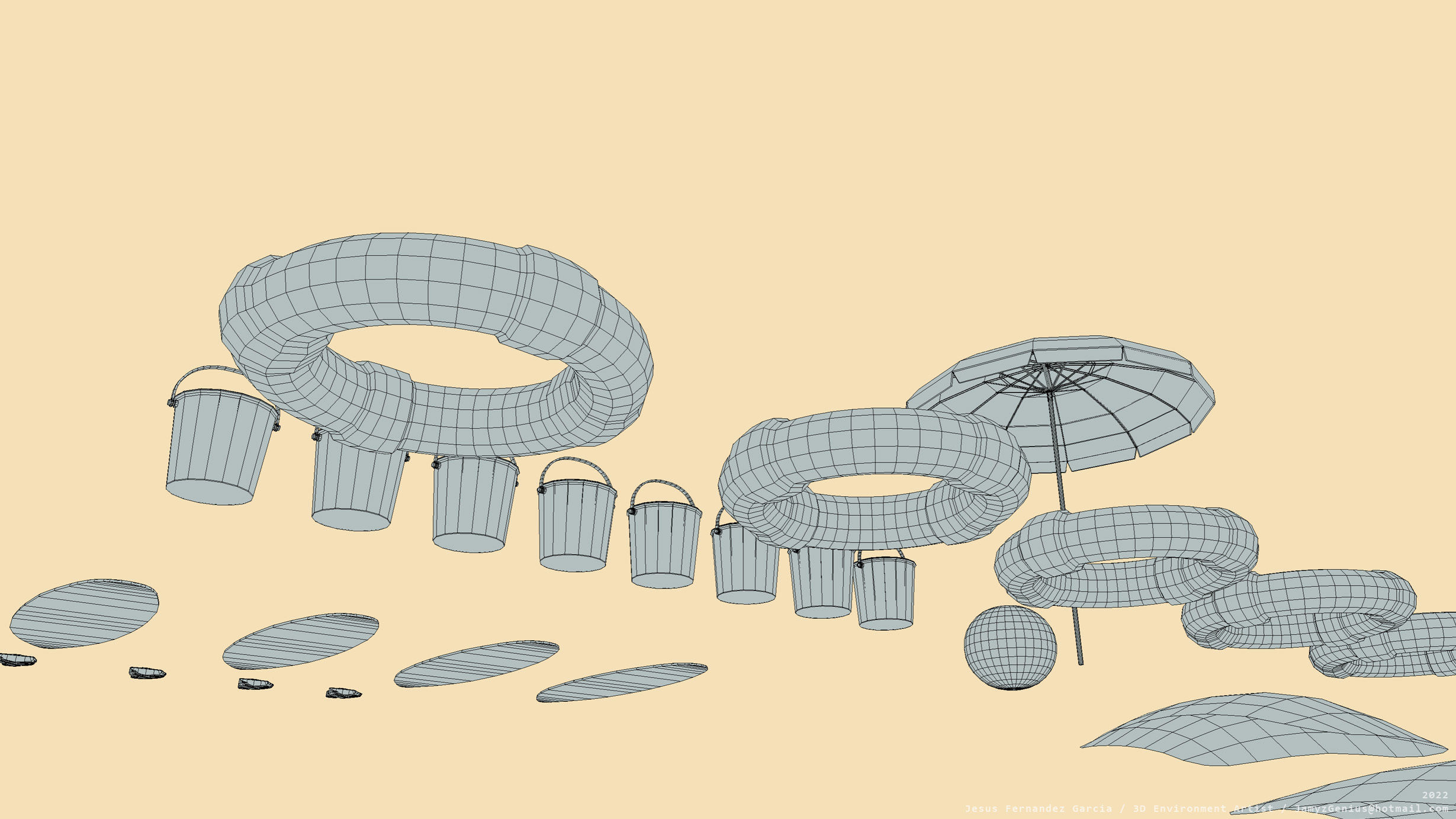Beach Props Pack JFG V2 Low-poly 3D model_16