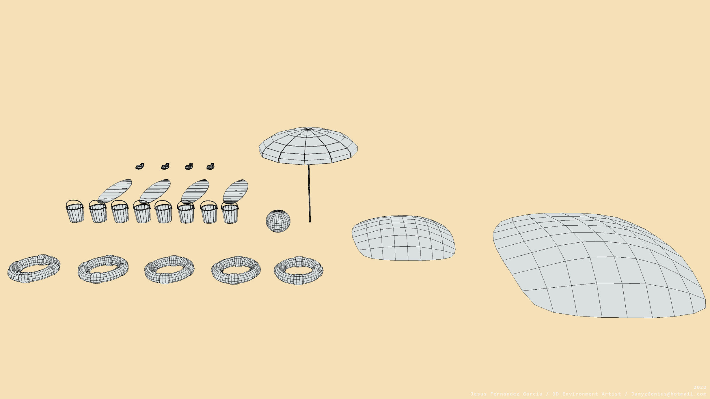 Beach Props Pack JFG V2 Low-poly 3D model_12