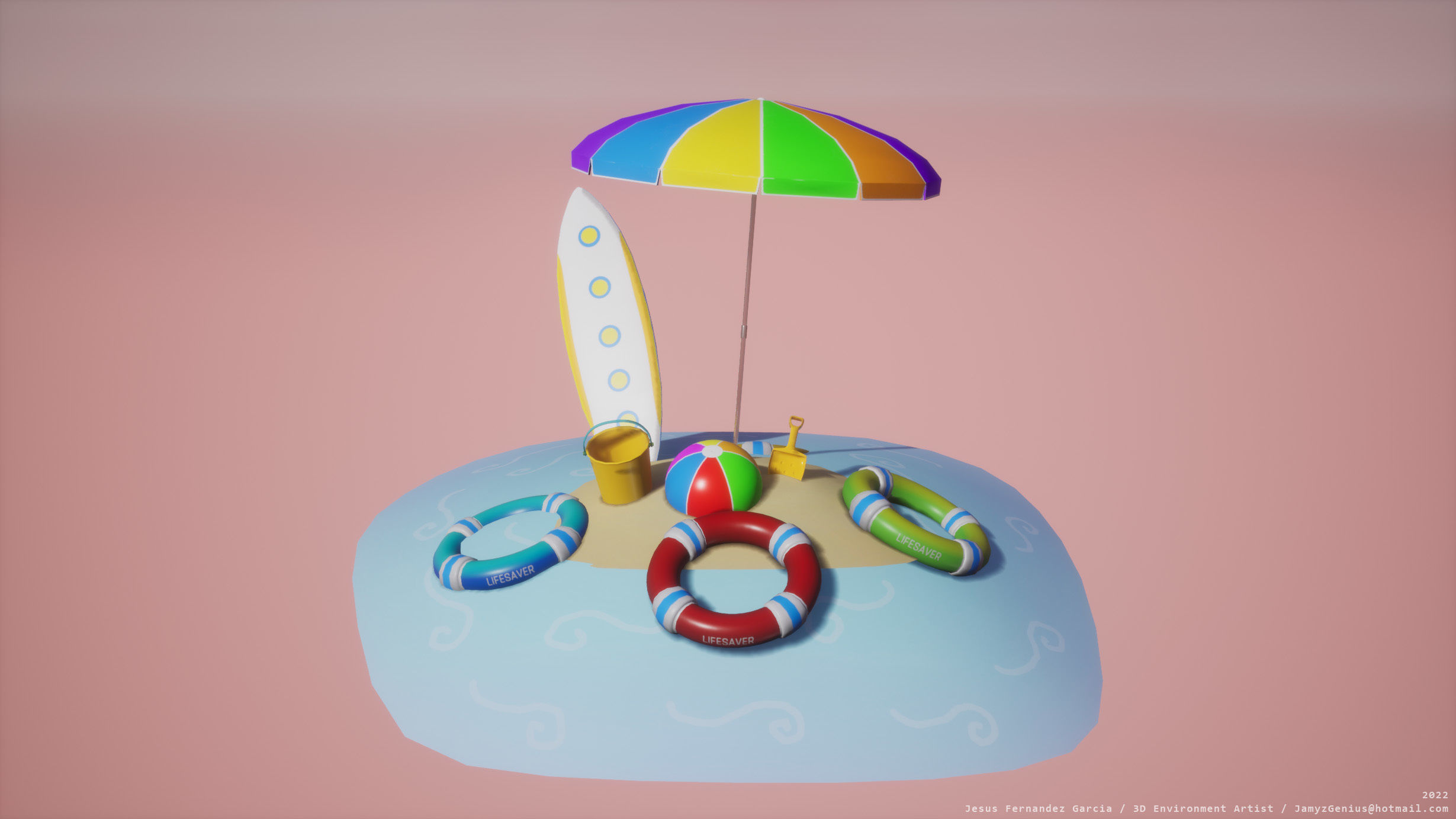 Beach Props Pack JFG V2 Low-poly 3D model_6