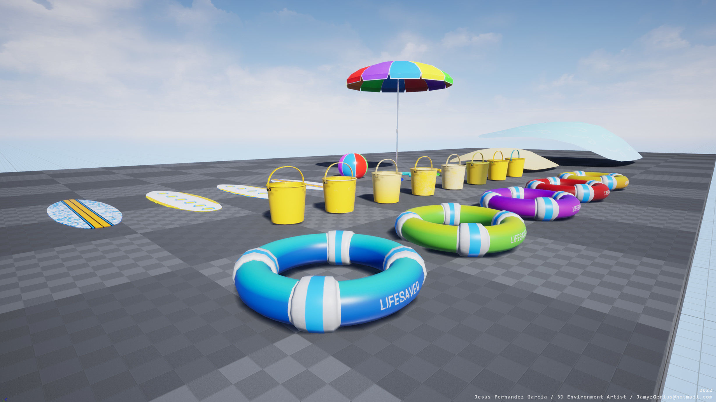 Beach Props Pack JFG V2 Low-poly 3D model_17