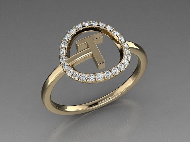 Jewelry Alphabet Ring T 3D print model