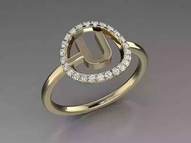 Jewelry Alphabet Ring U