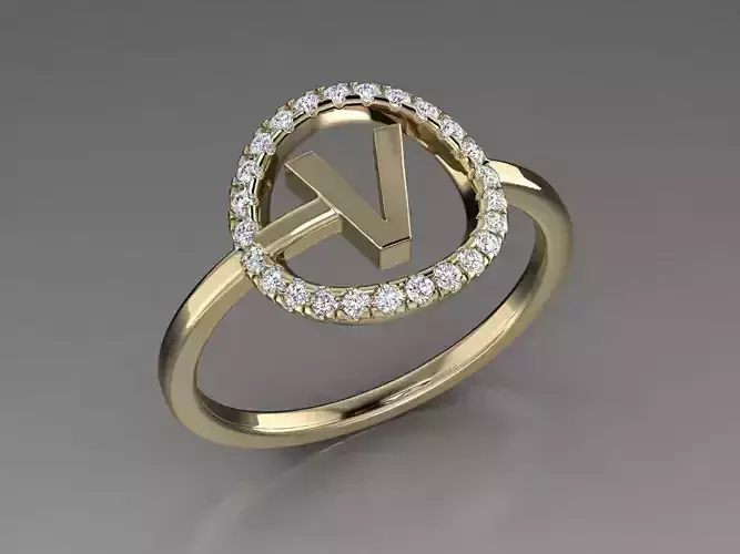 Jewelry Alphabet Ring V