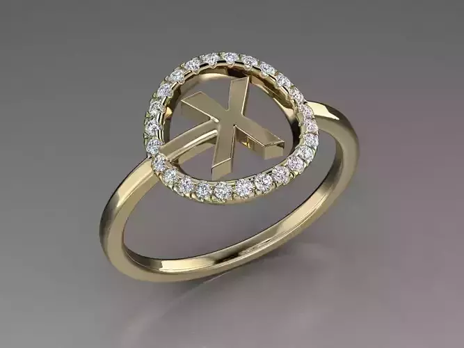 Jewelry Alphabet Ring X